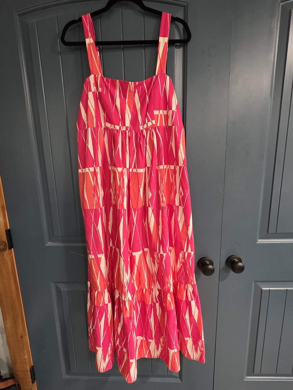 London Times Pink & Cream Abstract Tiered Maxi Dress
